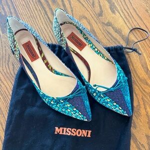 Missoni Silk Printed w Calskin Leather  Ballet Flats